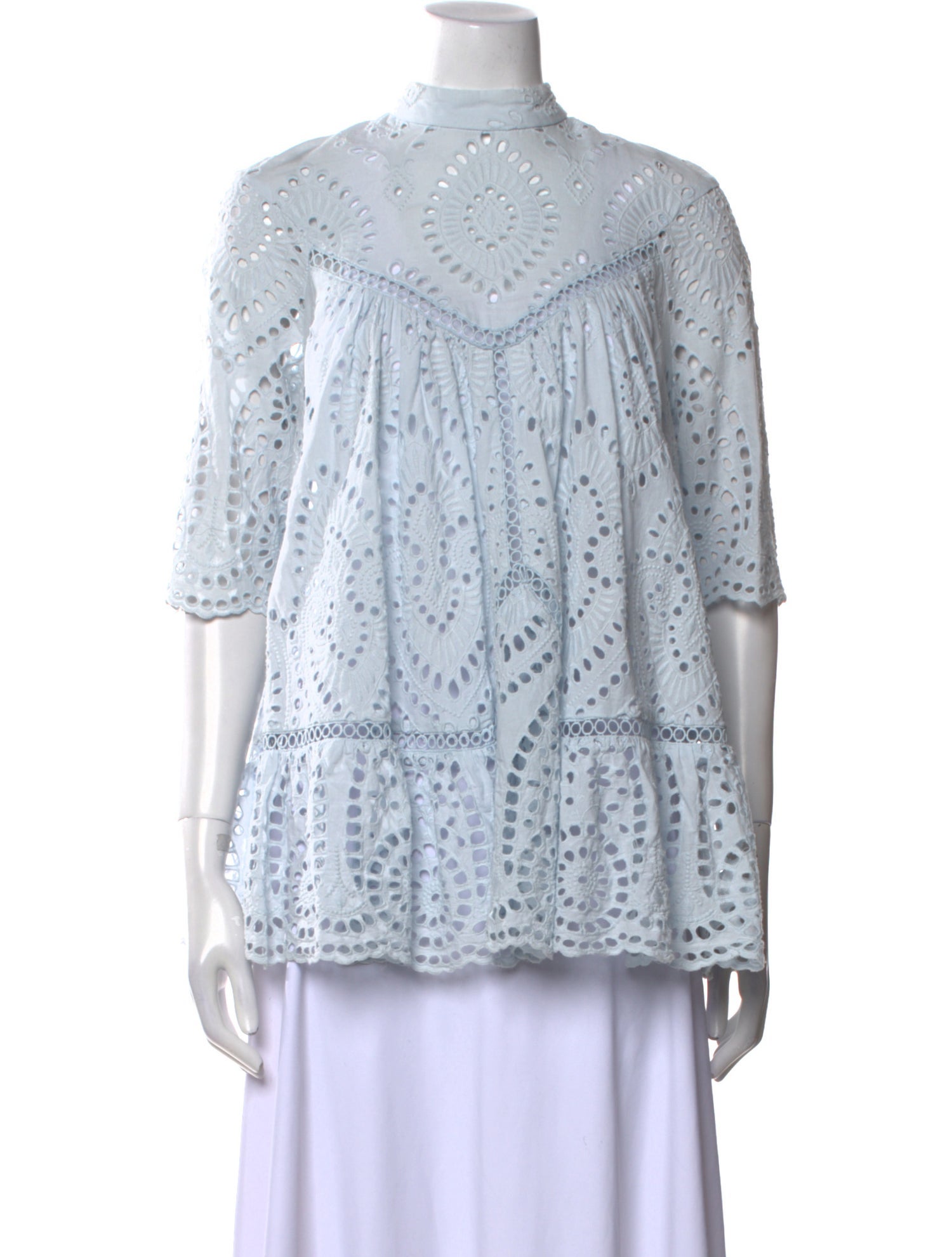 Zimmermann Printed Mock Neck Blouse