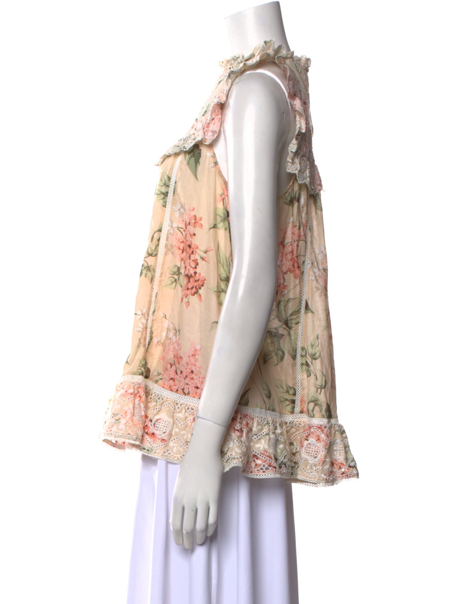 Zimmermann Floral Print Mock Neck Blouse