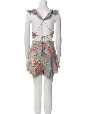 Zimmermann Linen Floral Print Short Set