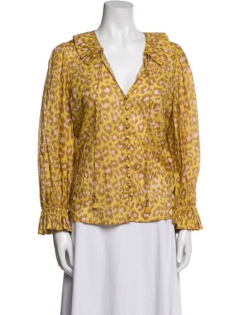 Zimmermann Animal Print V-Neck Blouse