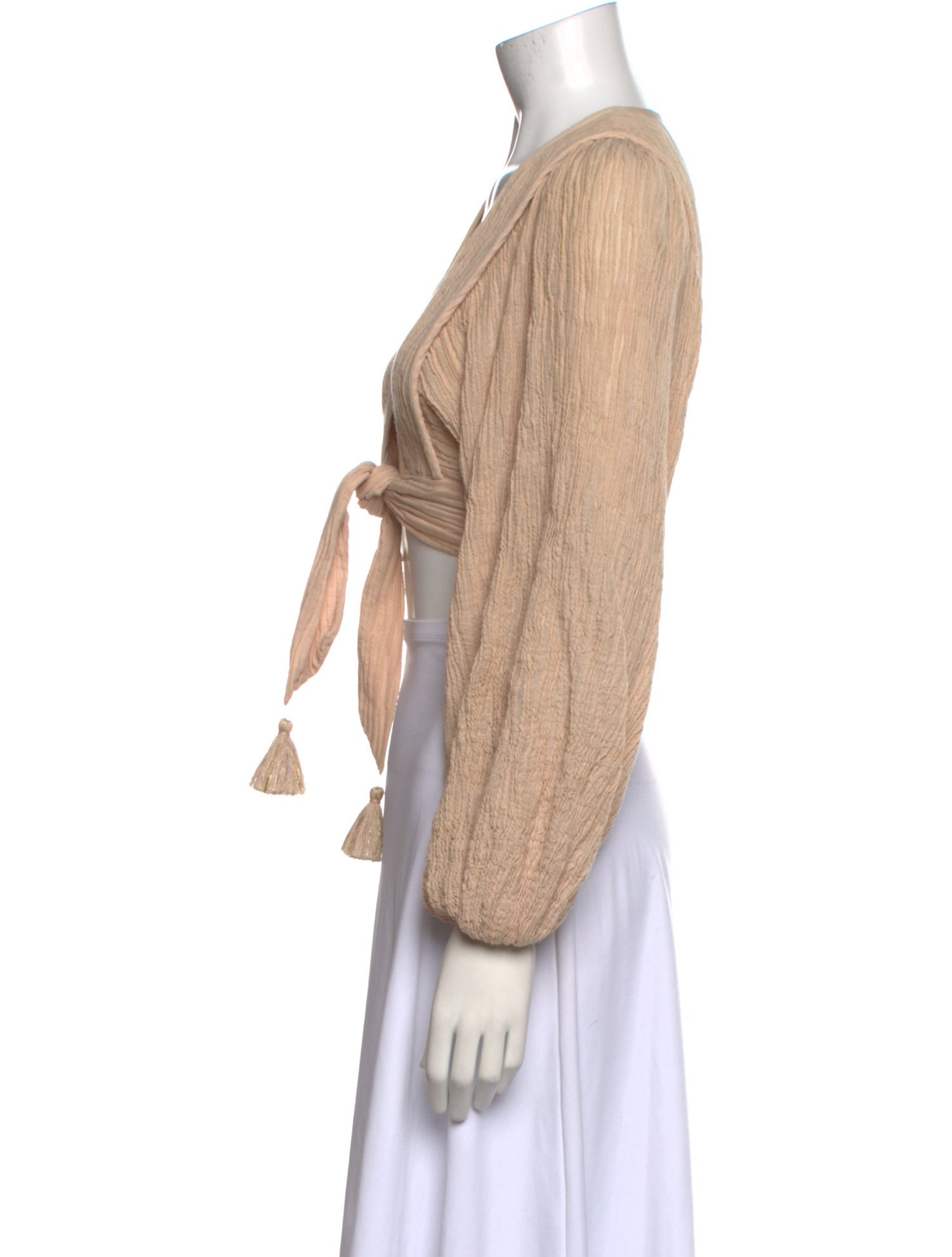 Zimmermann V-Neck Long Sleeve Crop Top