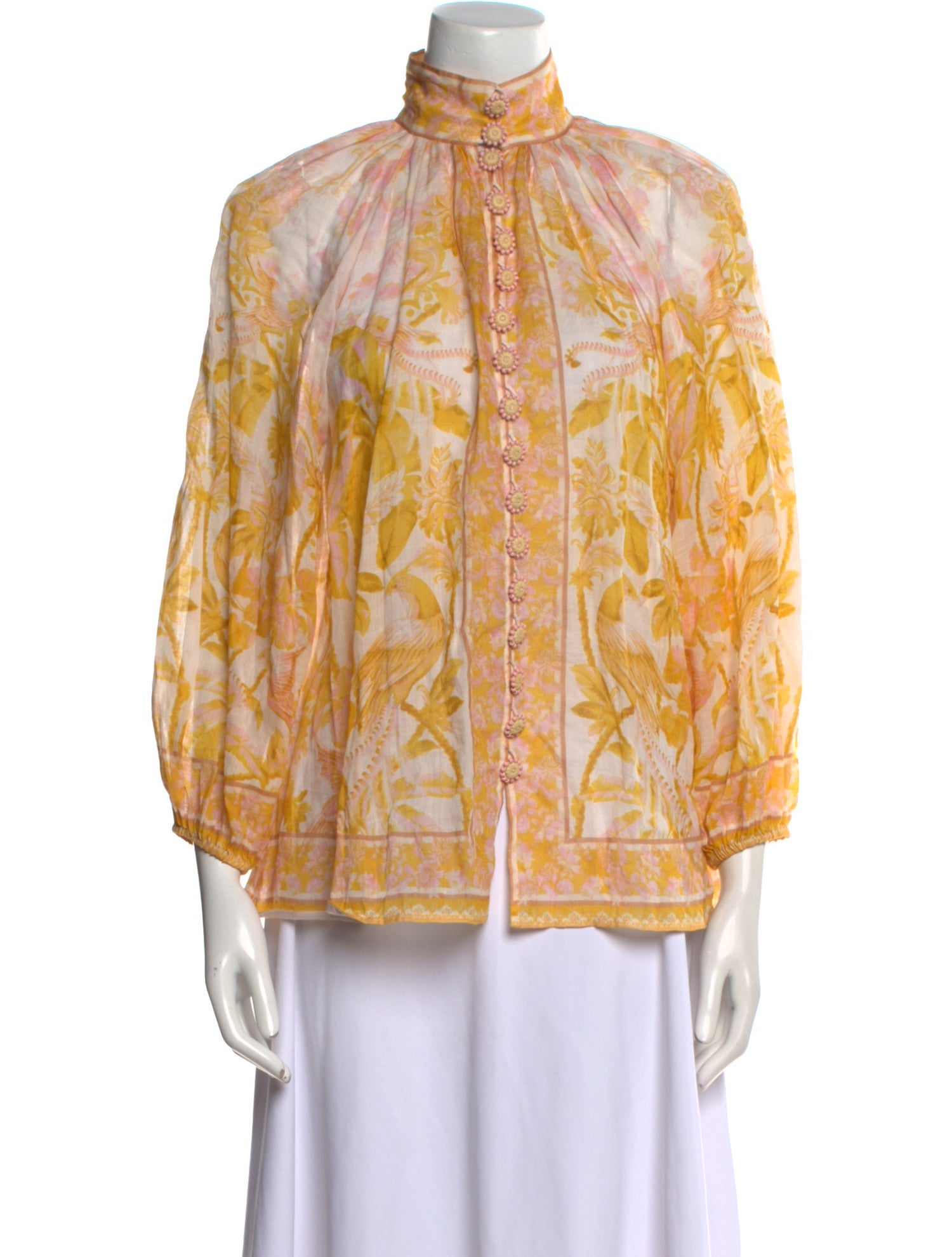 Zimmermann Printed Mock Neck Blouse