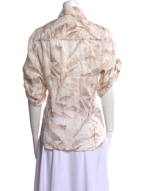 Zimmermann Printed Short Sleeve Button-Up Top