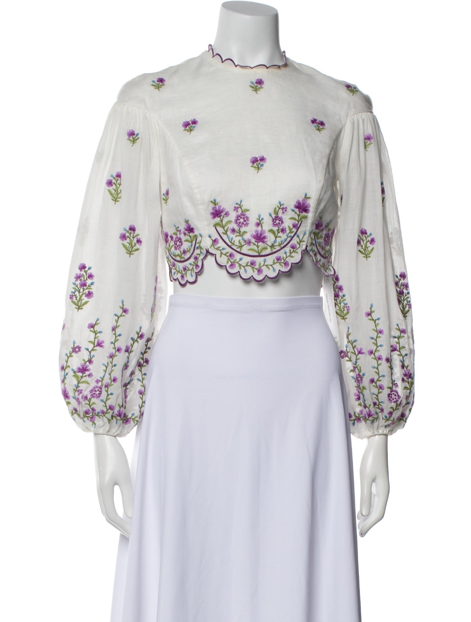 Zimmermann Linen Floral Print Crop Top