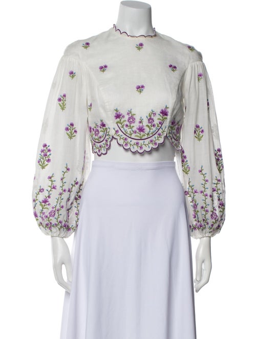 Zimmermann Linen Floral Print Crop Top