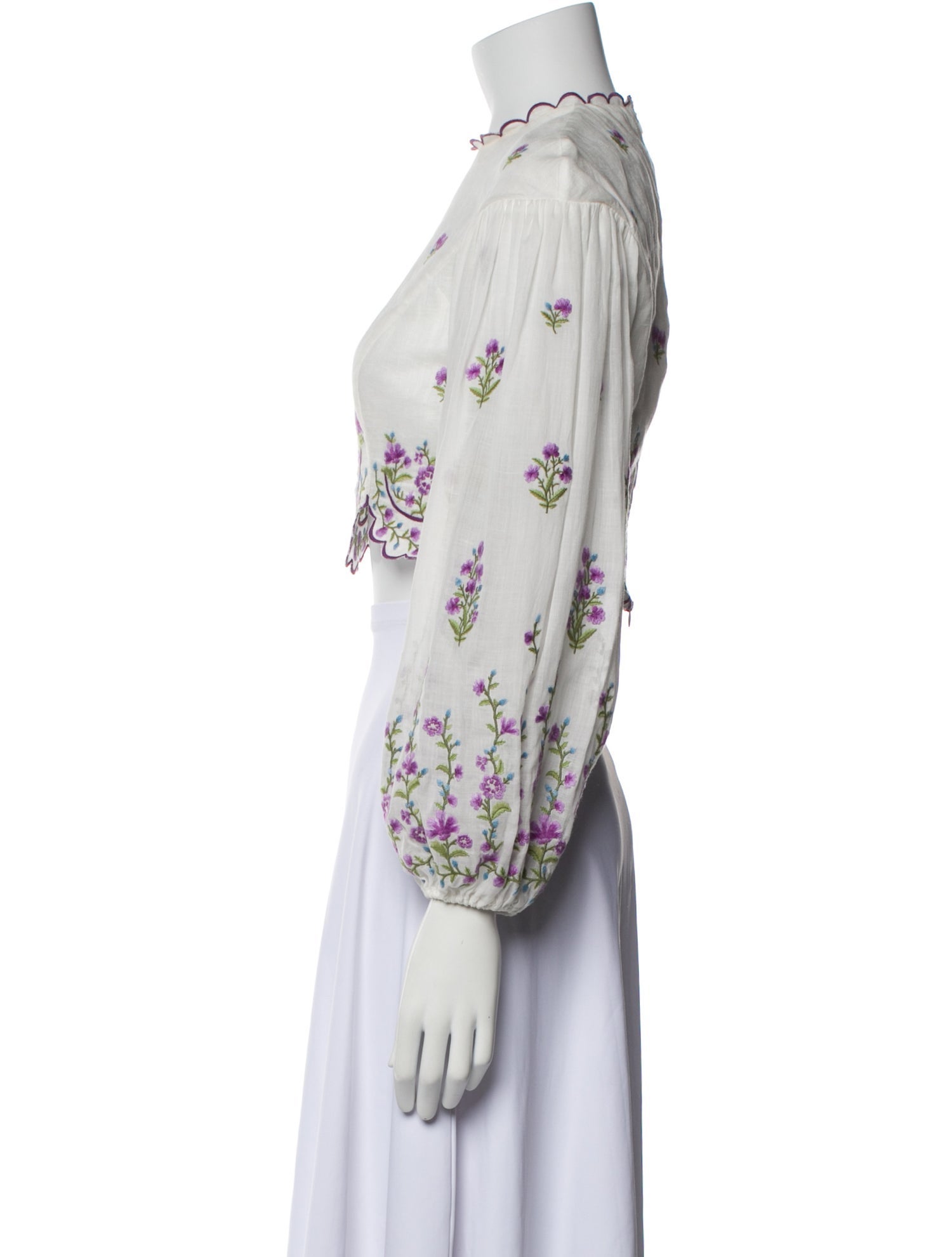 Zimmermann Linen Floral Print Crop Top