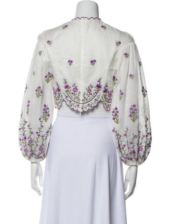 Zimmermann Linen Floral Print Crop Top