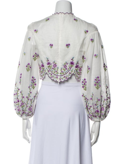 Zimmermann Linen Floral Print Crop Top