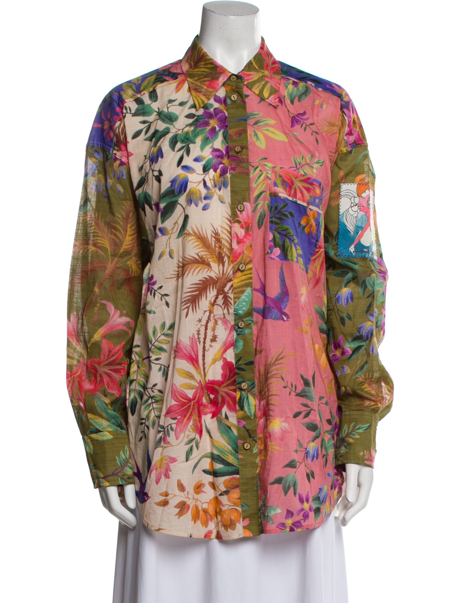 Zimmermann Floral Print Long Sleeve Button-Up Top