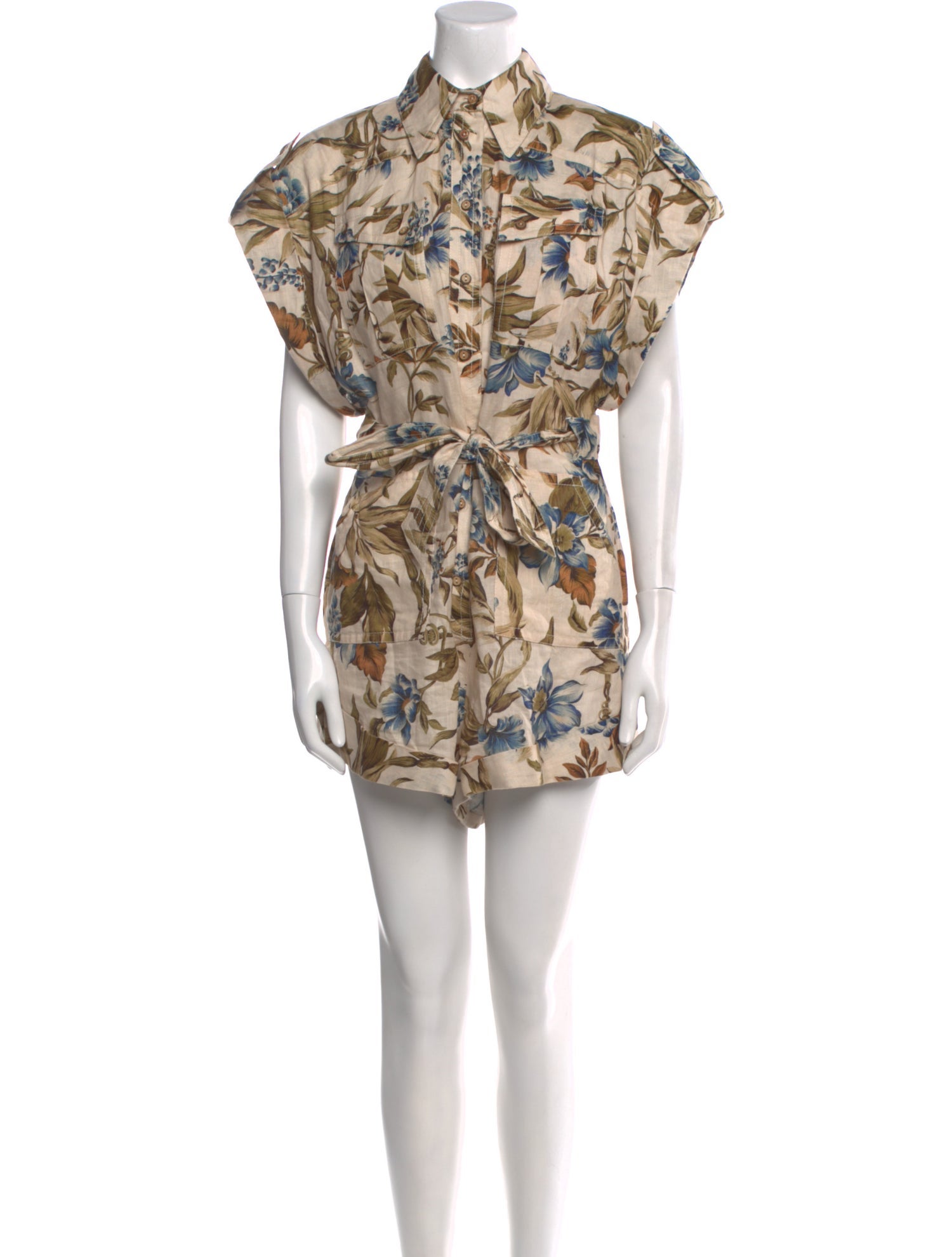 Zimmermann Linen Floral Print Romper w/ Tags