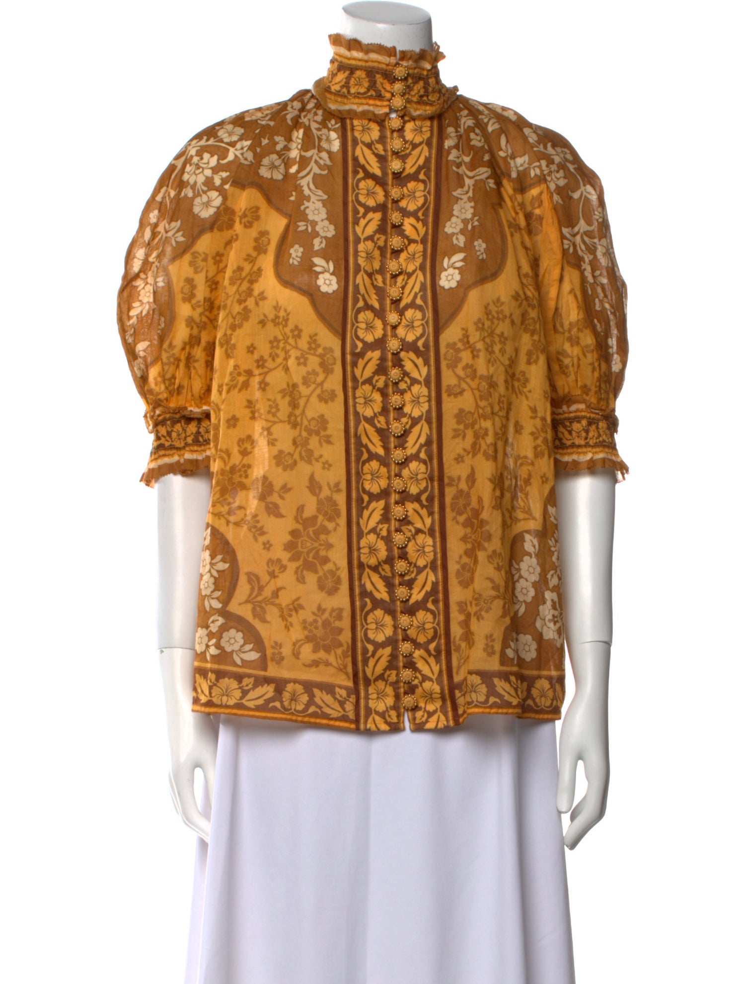 Zimmermann Lace Pattern Mock Neck Blouse