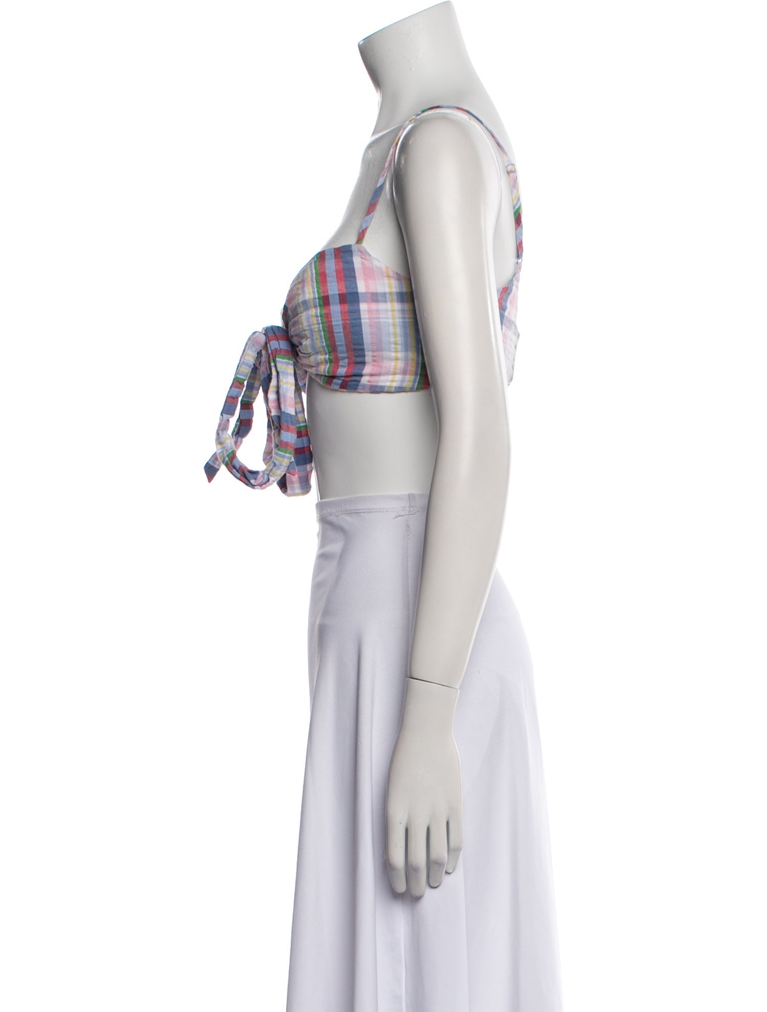 Zimmermann Plaid Print V-Neck Crop Top