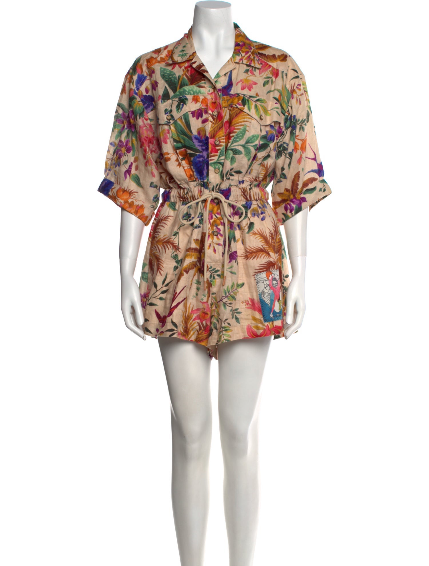 Zimmermann Linen Floral Print Romper