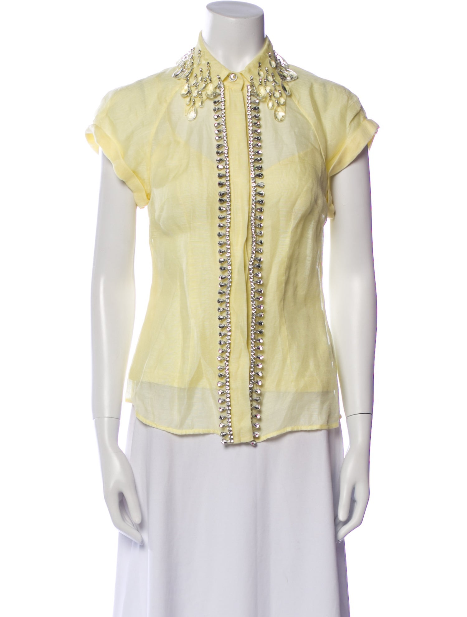 Zimmermann Linen Short Sleeve Button-Up Top