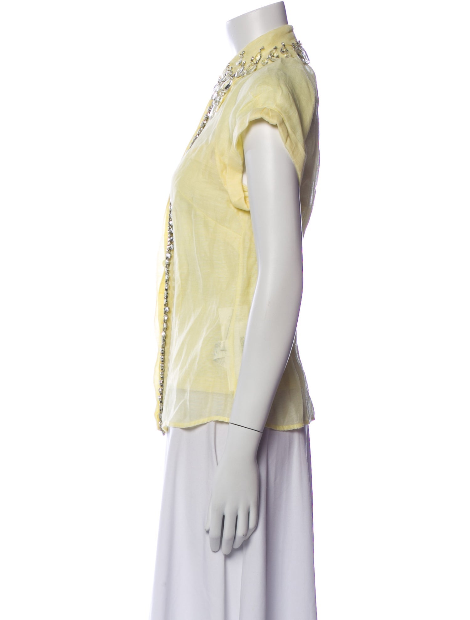 Zimmermann Linen Short Sleeve Button-Up Top