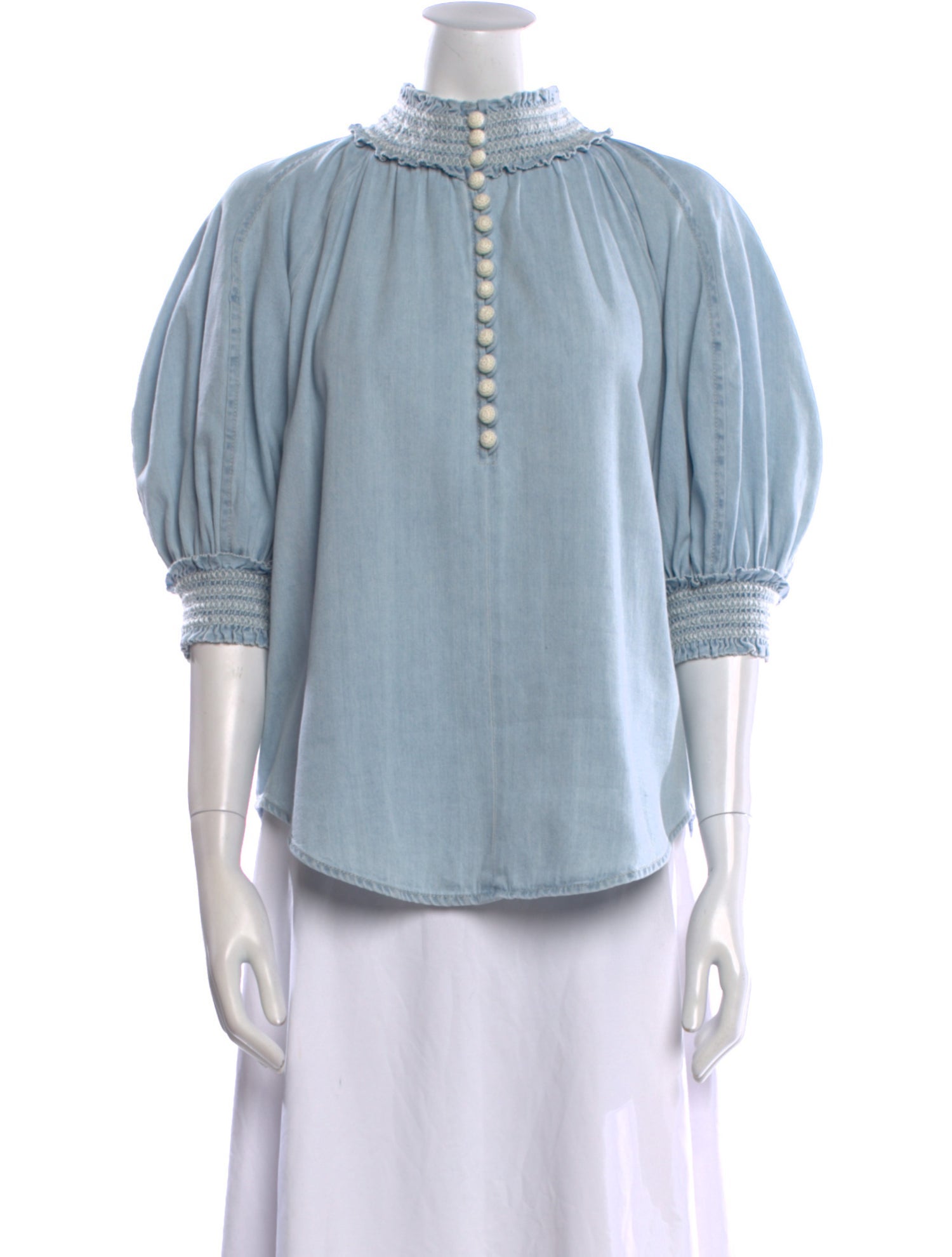 Zimmermann Mock Neck Three-Quarter Sleeve Tunic