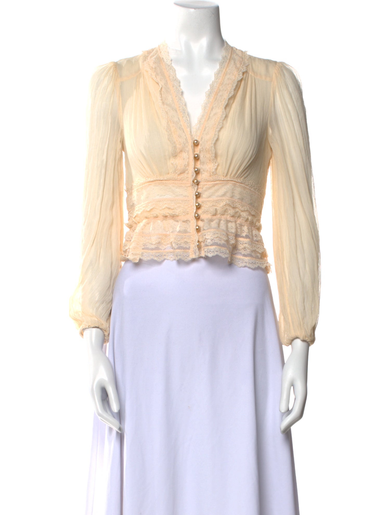 Zimmermann V-Neck Long Sleeve Crop Top