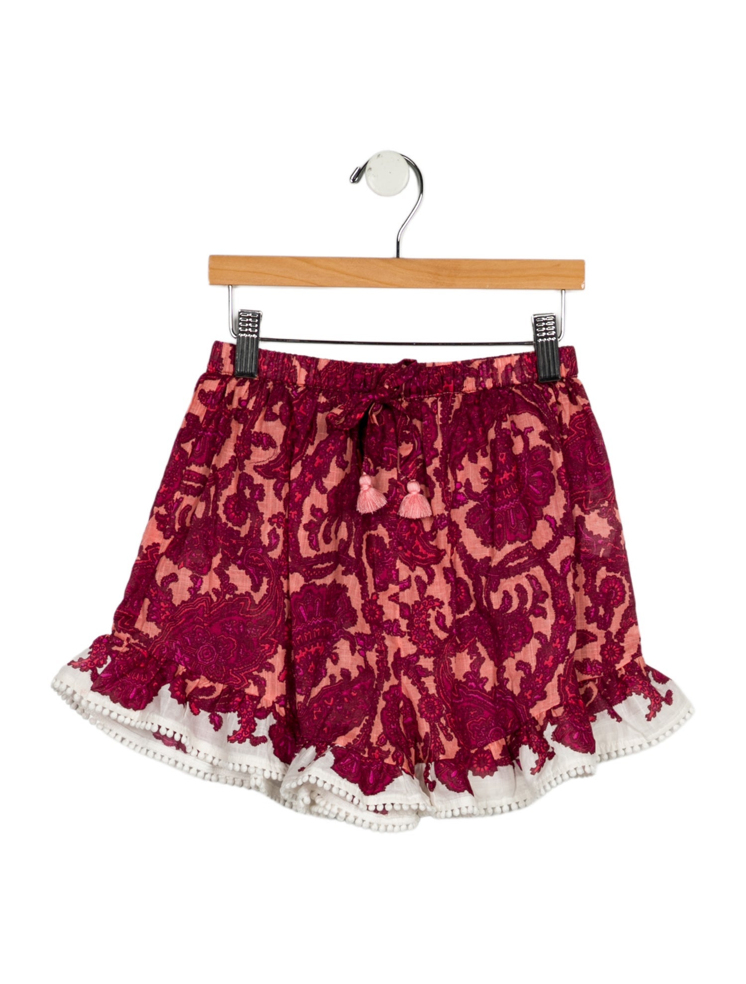 Zimmermann kid girls' burgundy multicolored shorts