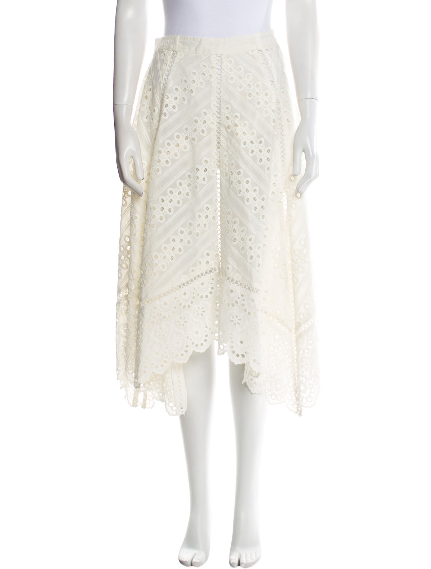 Zimmermann Eyelet Trim Midi Length Skirt