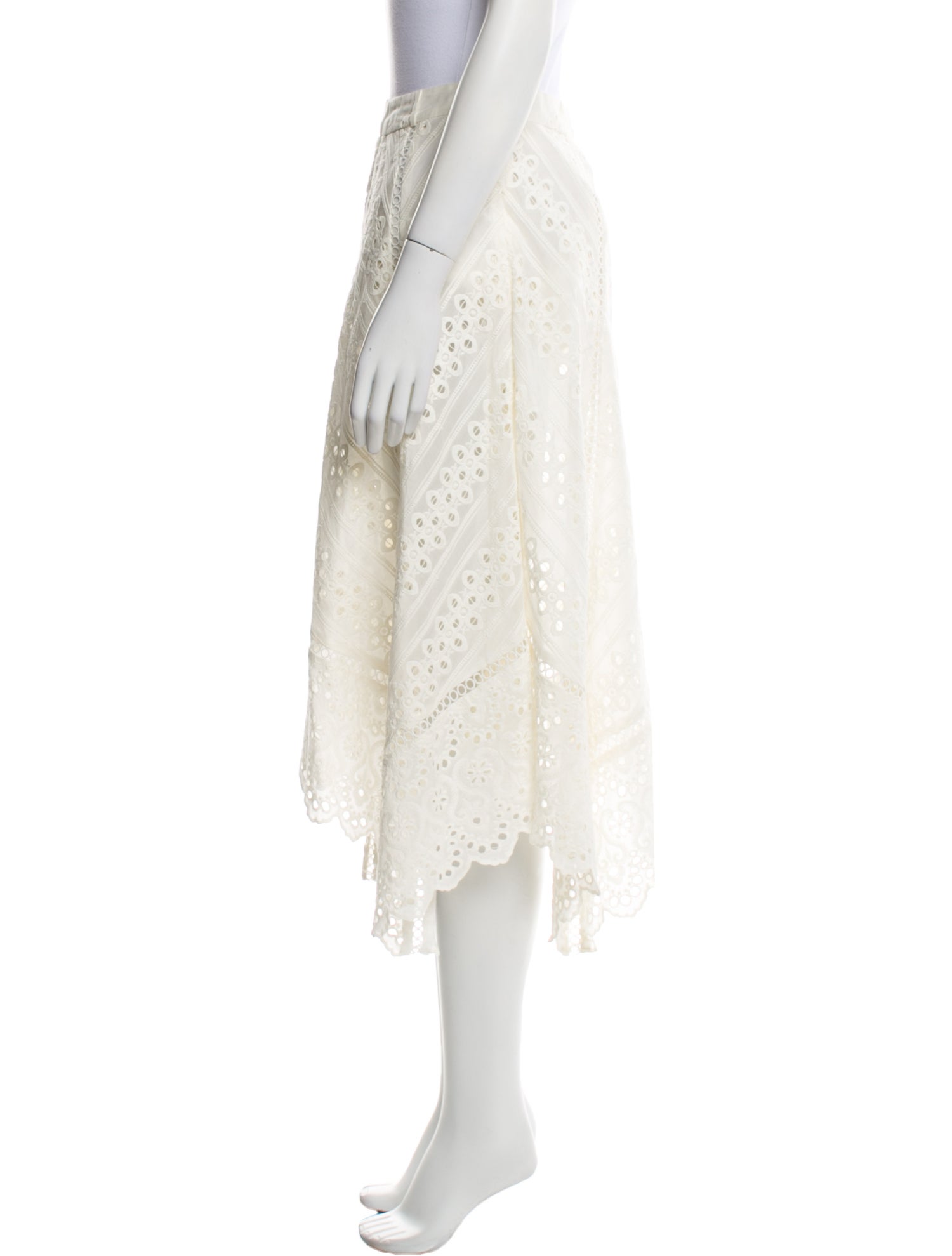 Zimmermann Eyelet Trim Midi Length Skirt