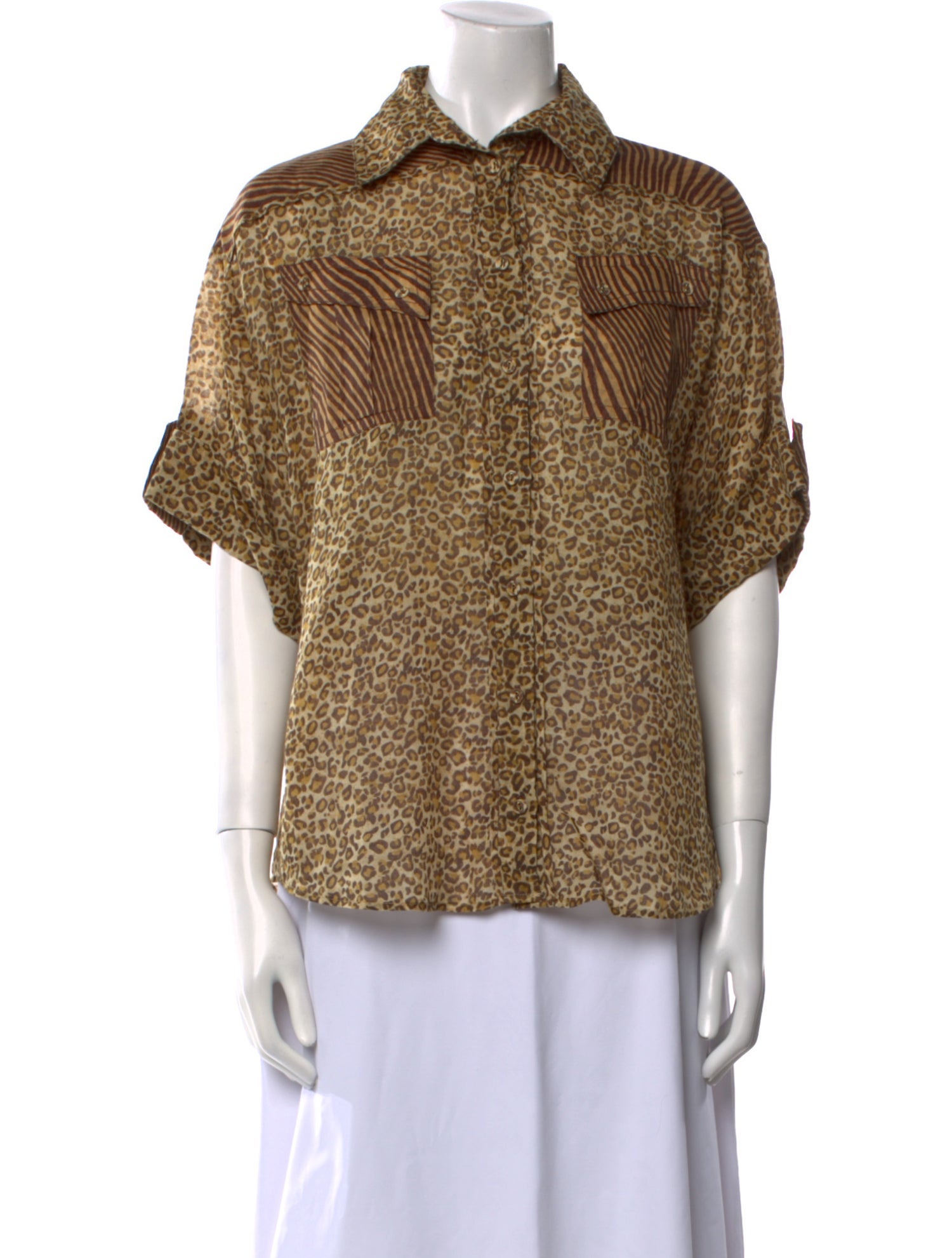 Zimmermann Printed Short Sleeve Button-Up Top