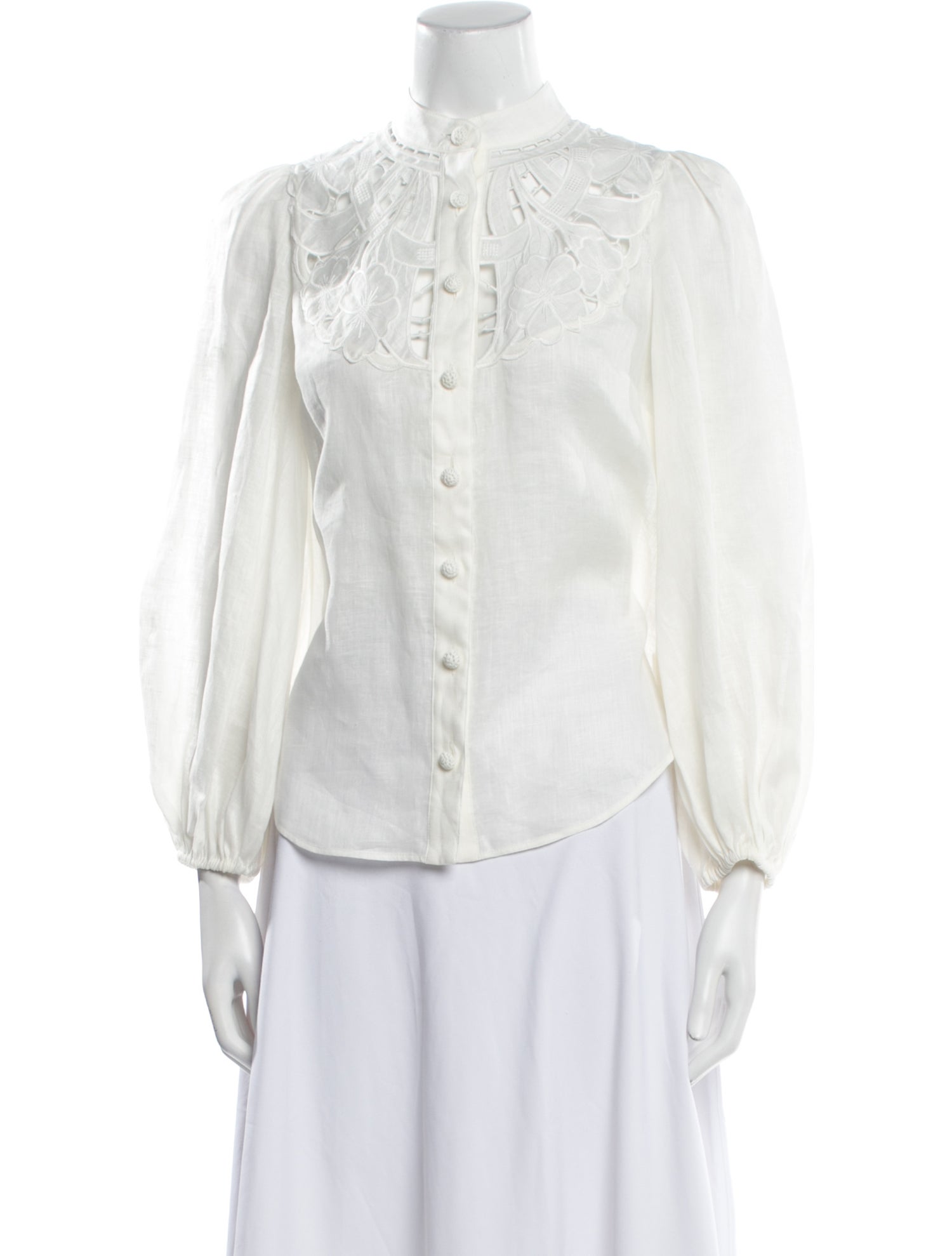 Zimmermann Linen Mock Neck Button-Up Top