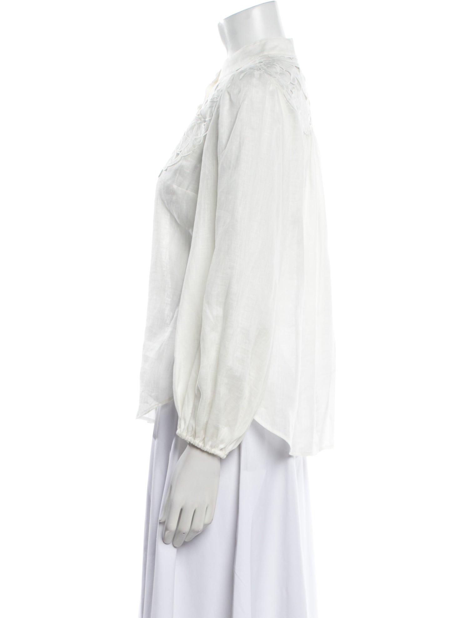 Zimmermann Linen Mock Neck Button-Up Top