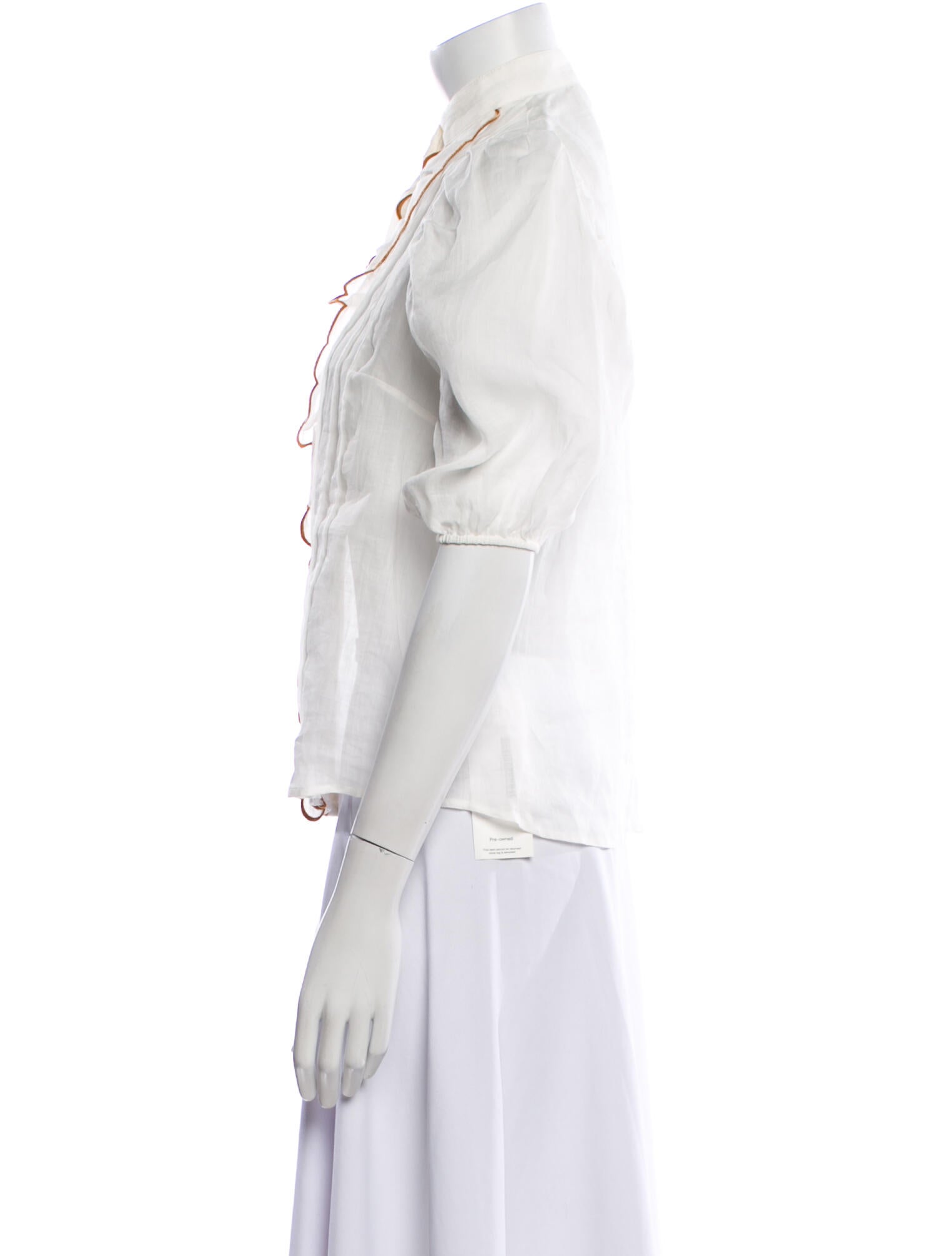 Zimmermann Mock Neck Three-Quarter Sleeve Blouse