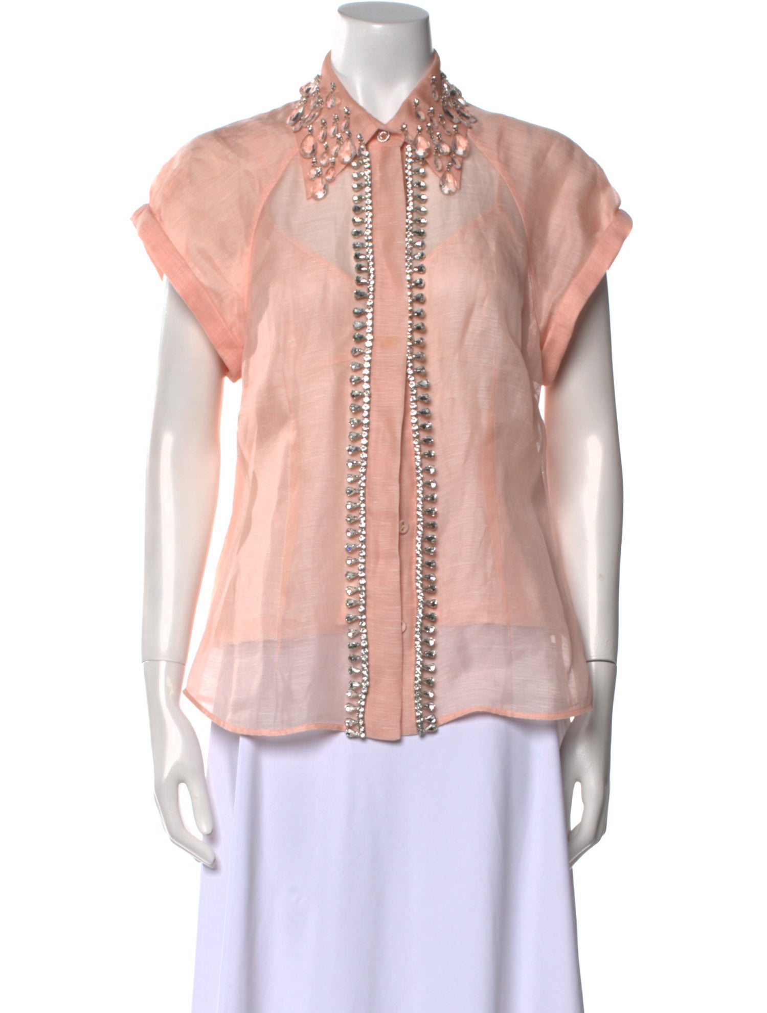 Zimmermann Linen Short Sleeve Button-Up Top