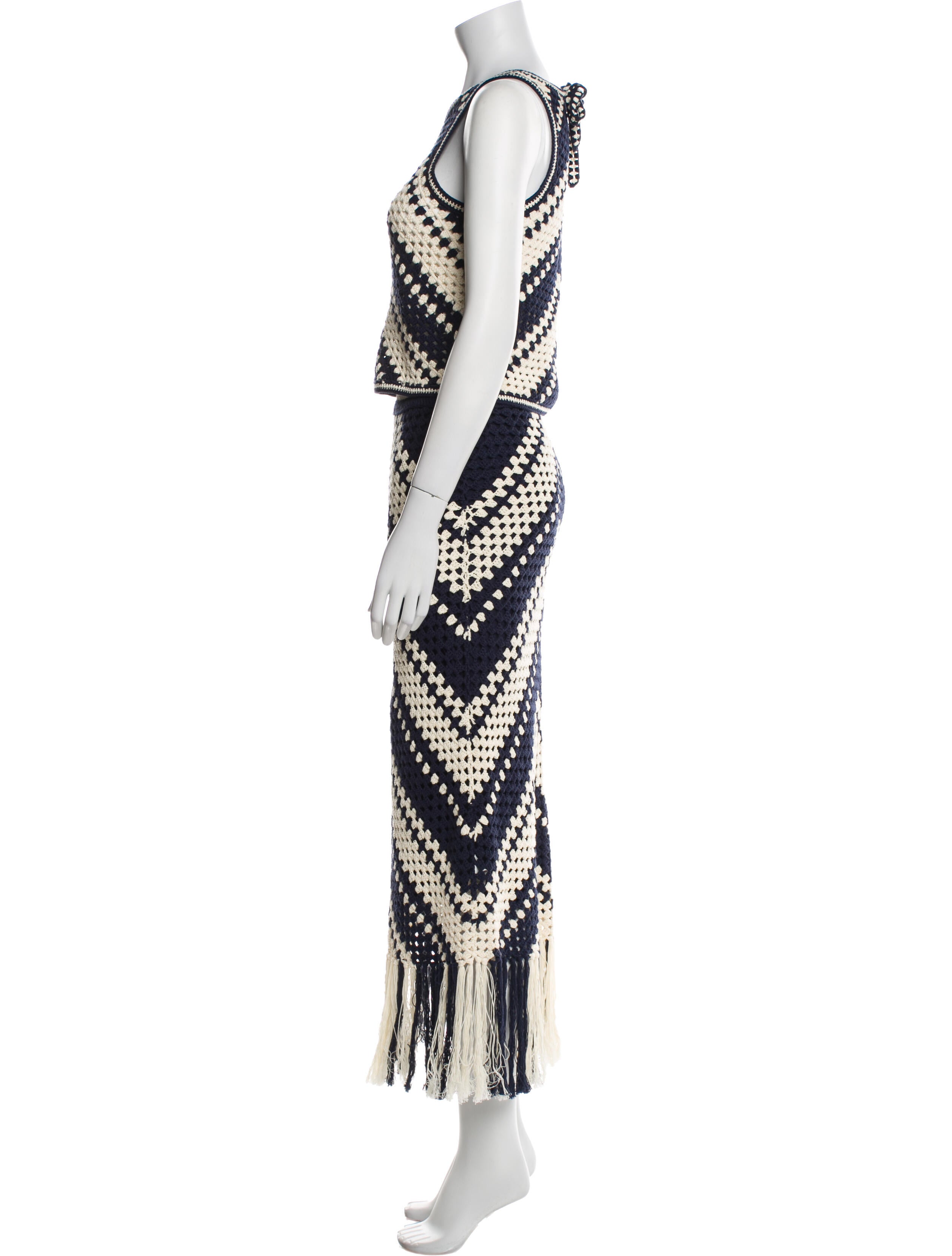 Zimmermann Lace Pattern Fringe Trim Accent Skirt Set