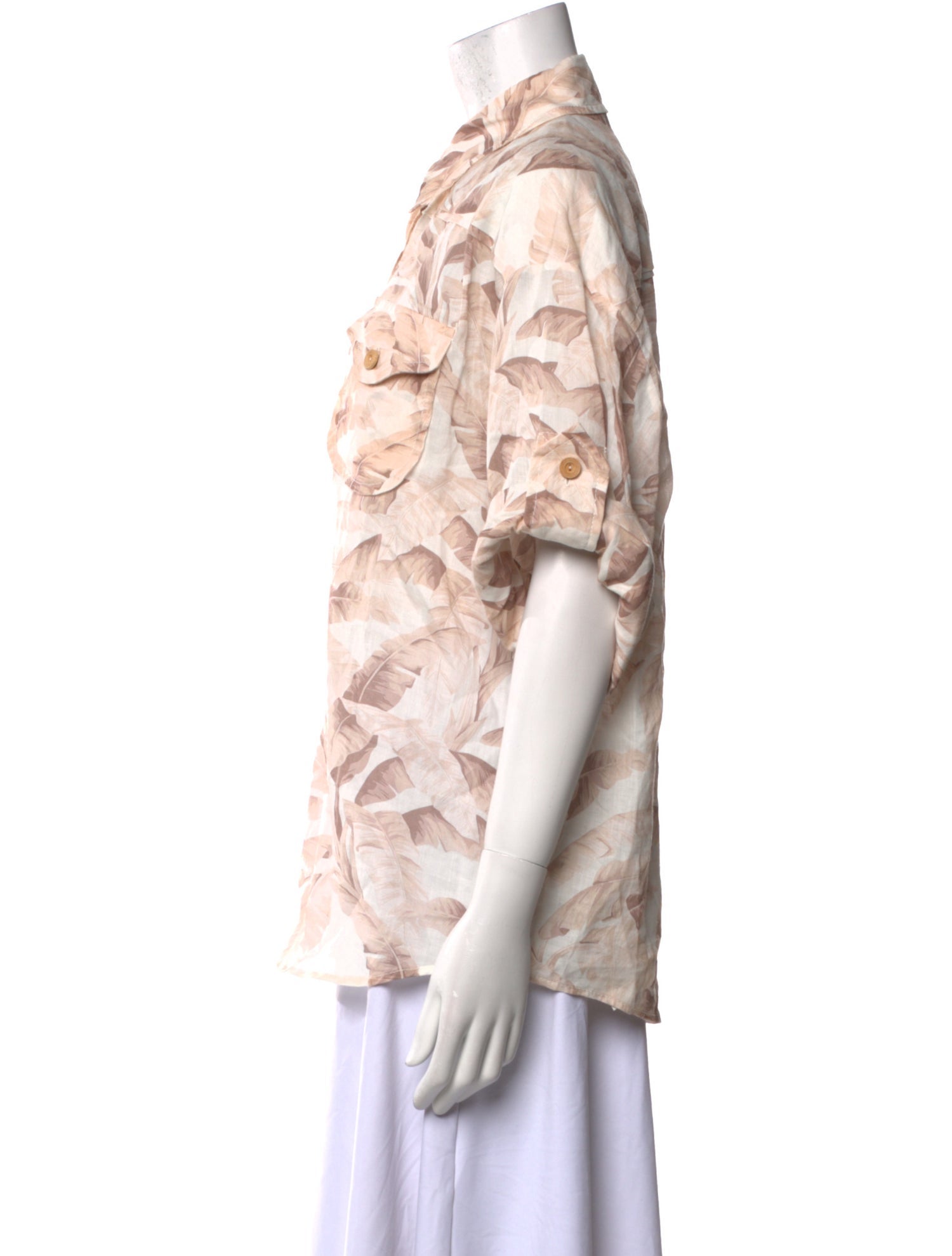 Zimmermann Printed Short Sleeve Button-Up Top