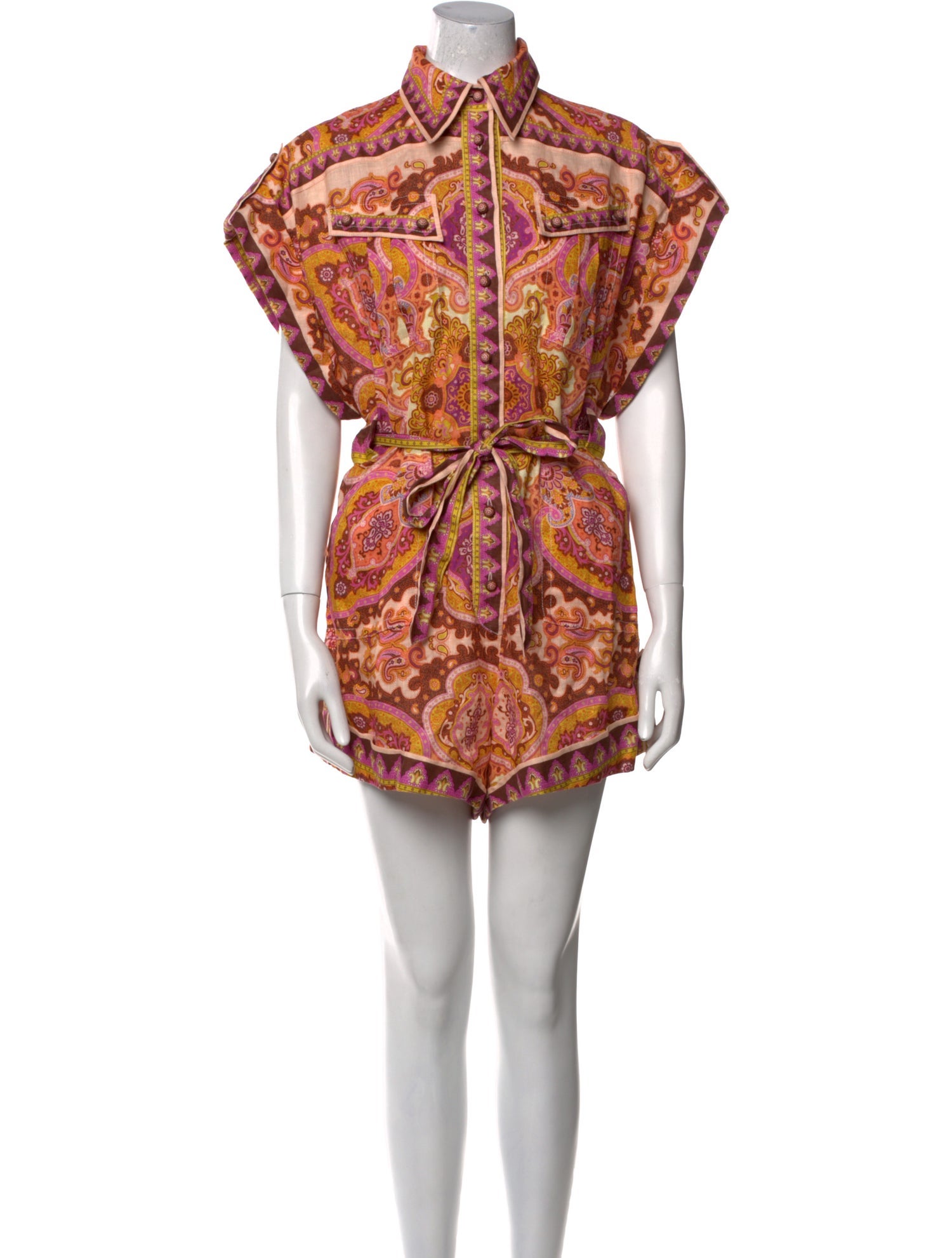 Zimmermann Linen Paisley Print Romper
