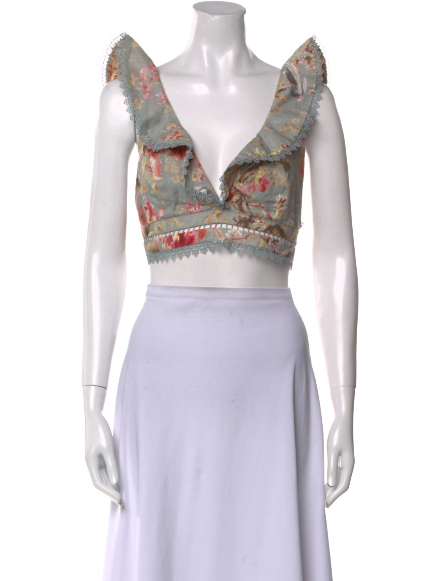 Zimmermann Linen Paisley Print Crop Top