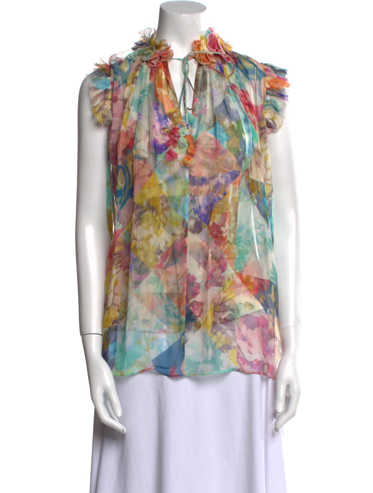 Zimmermann Floral Print V-Neck Blouse