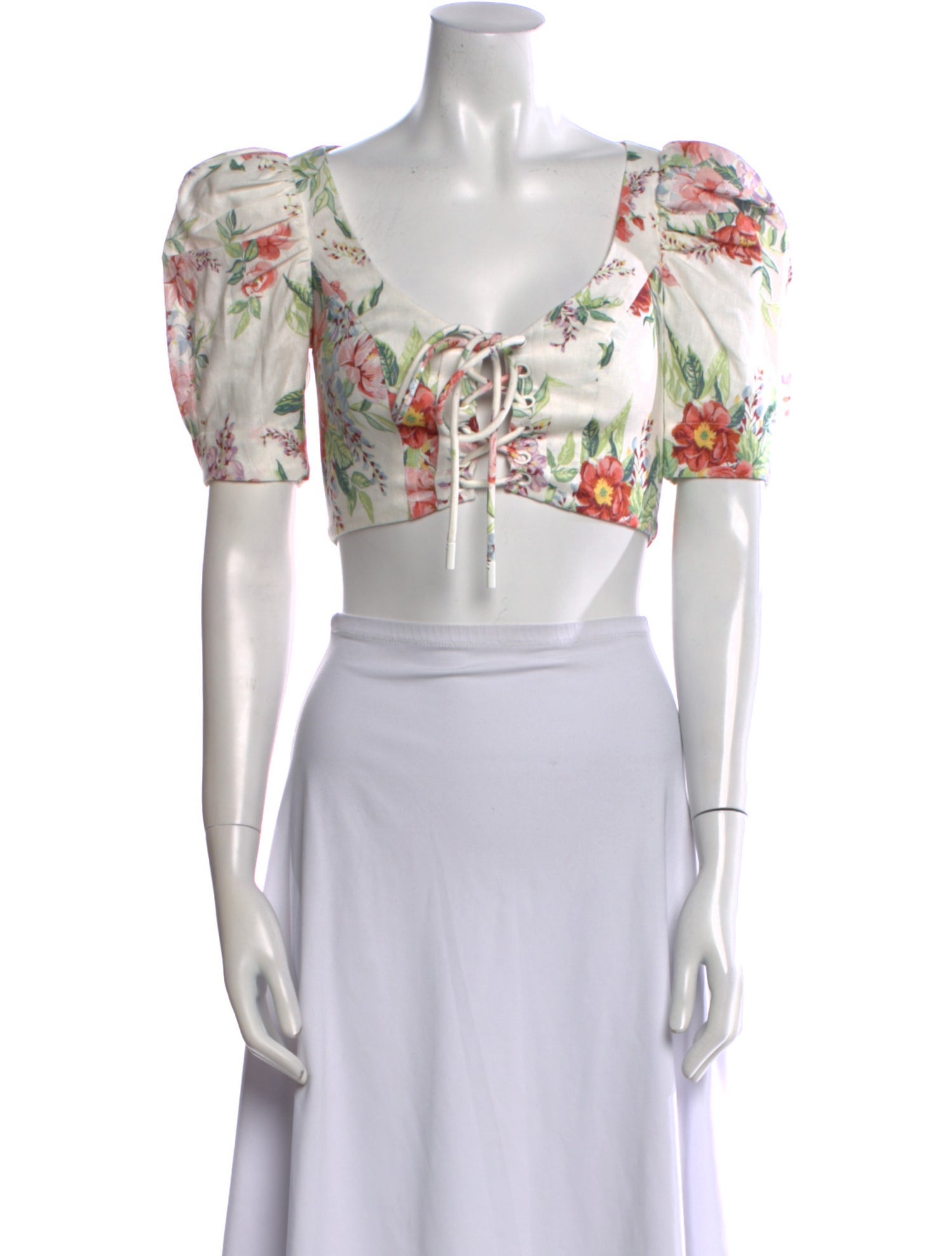 Zimmermann Linen Floral Print Crop Top