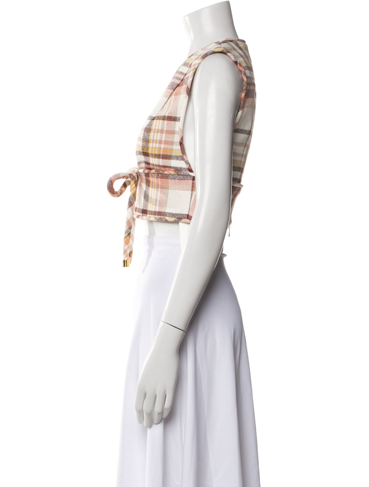 Zimmermann Plaid Print V-Neck Crop Top