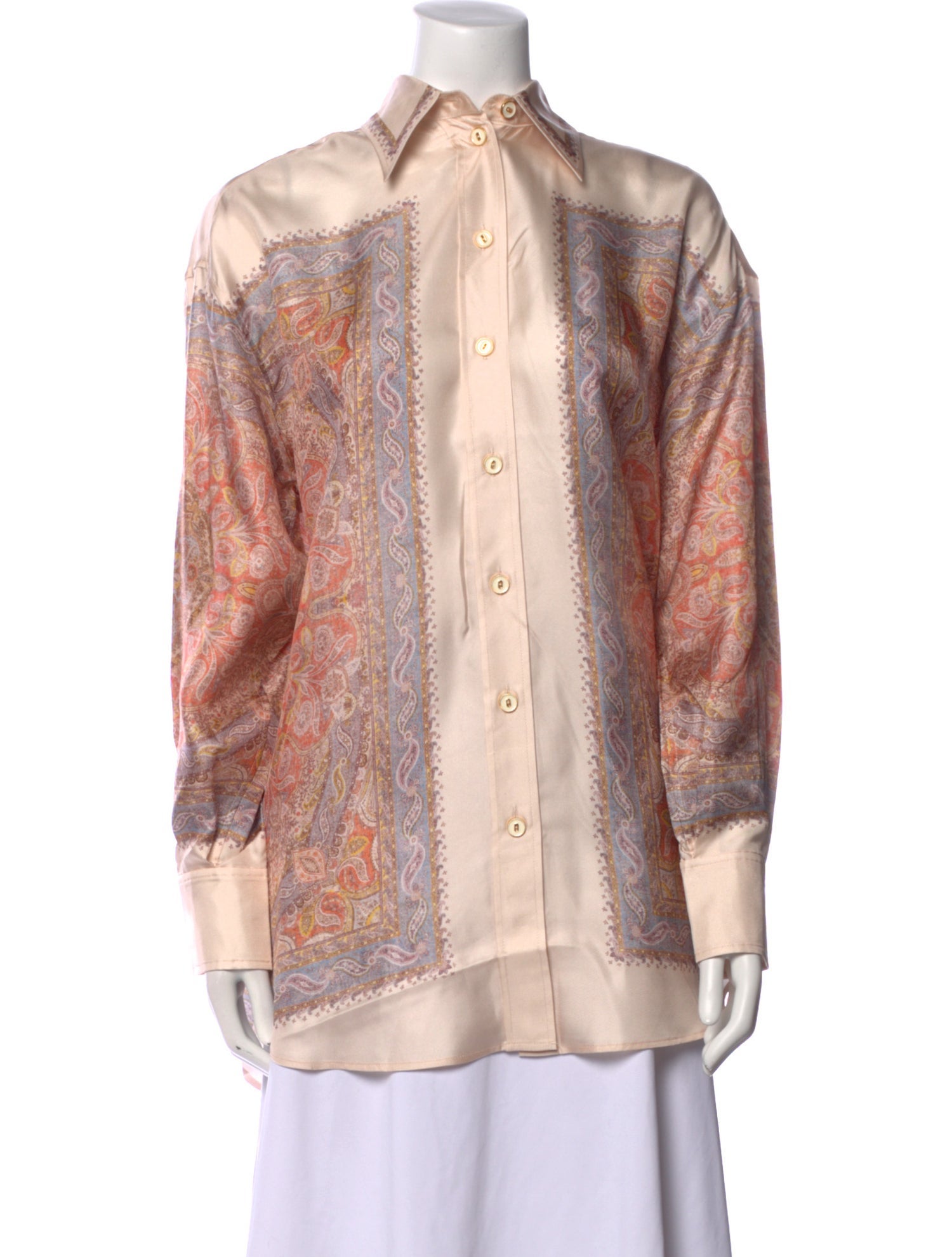 Zimmermann Silk Paisley Print Button-Up Top w/ Tags