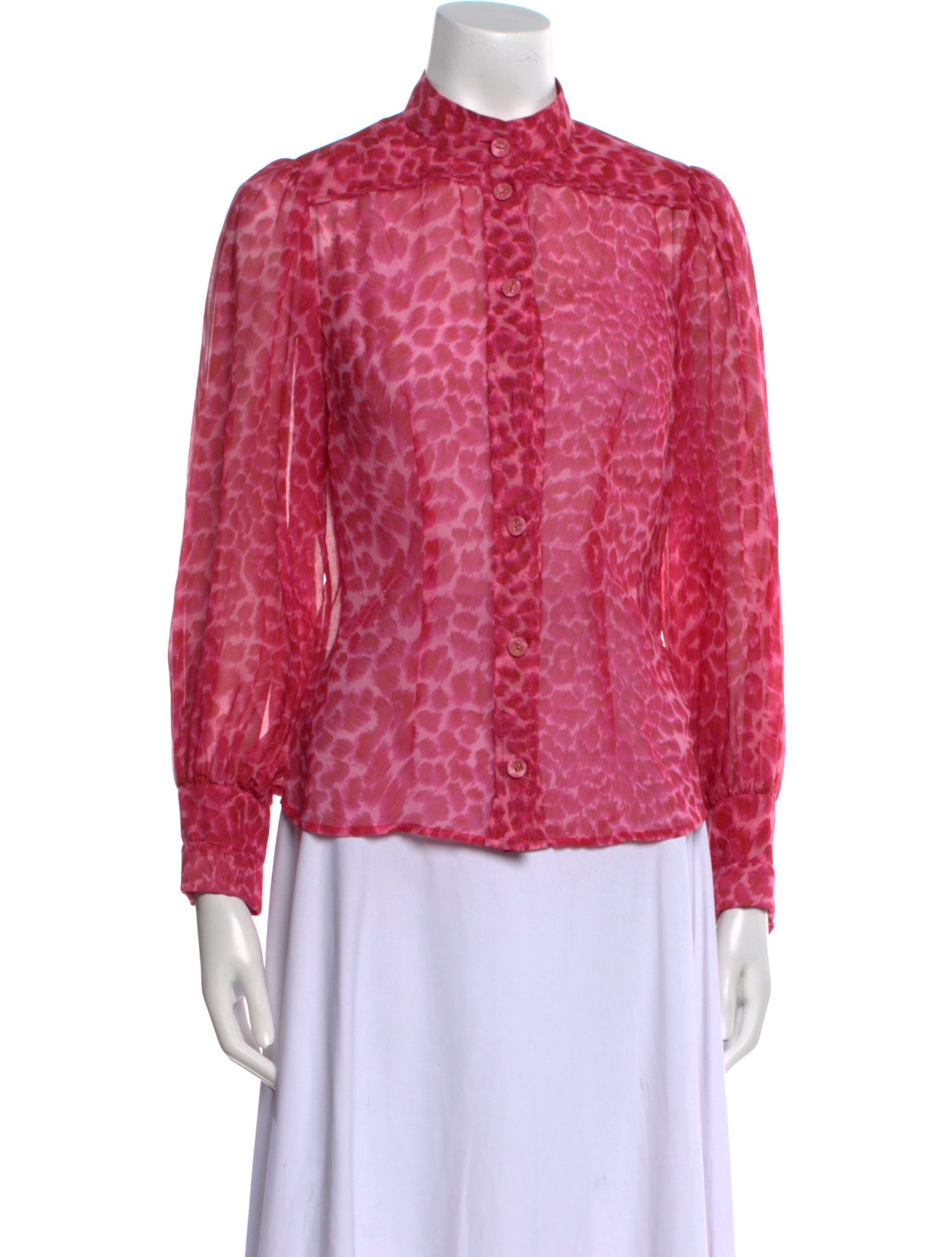 Zimmermann Animal Print Mock Neck Blouse