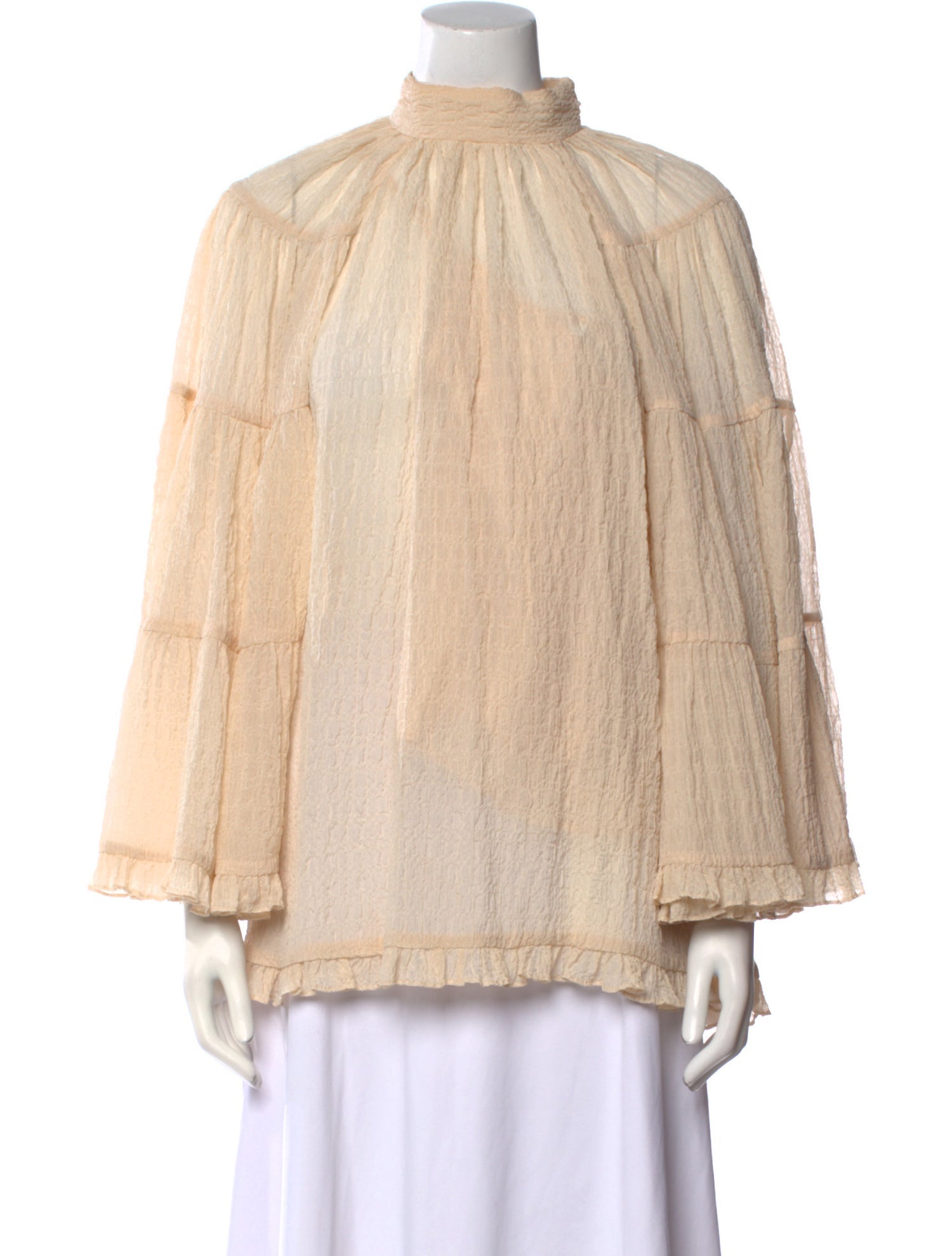 Zimmermann Mock Neck Long Sleeve Blouse