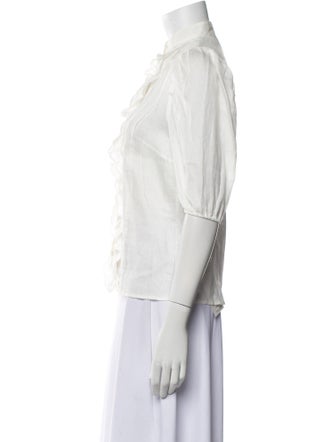 Zimmermann Linen Mock Neck Button-Up Top