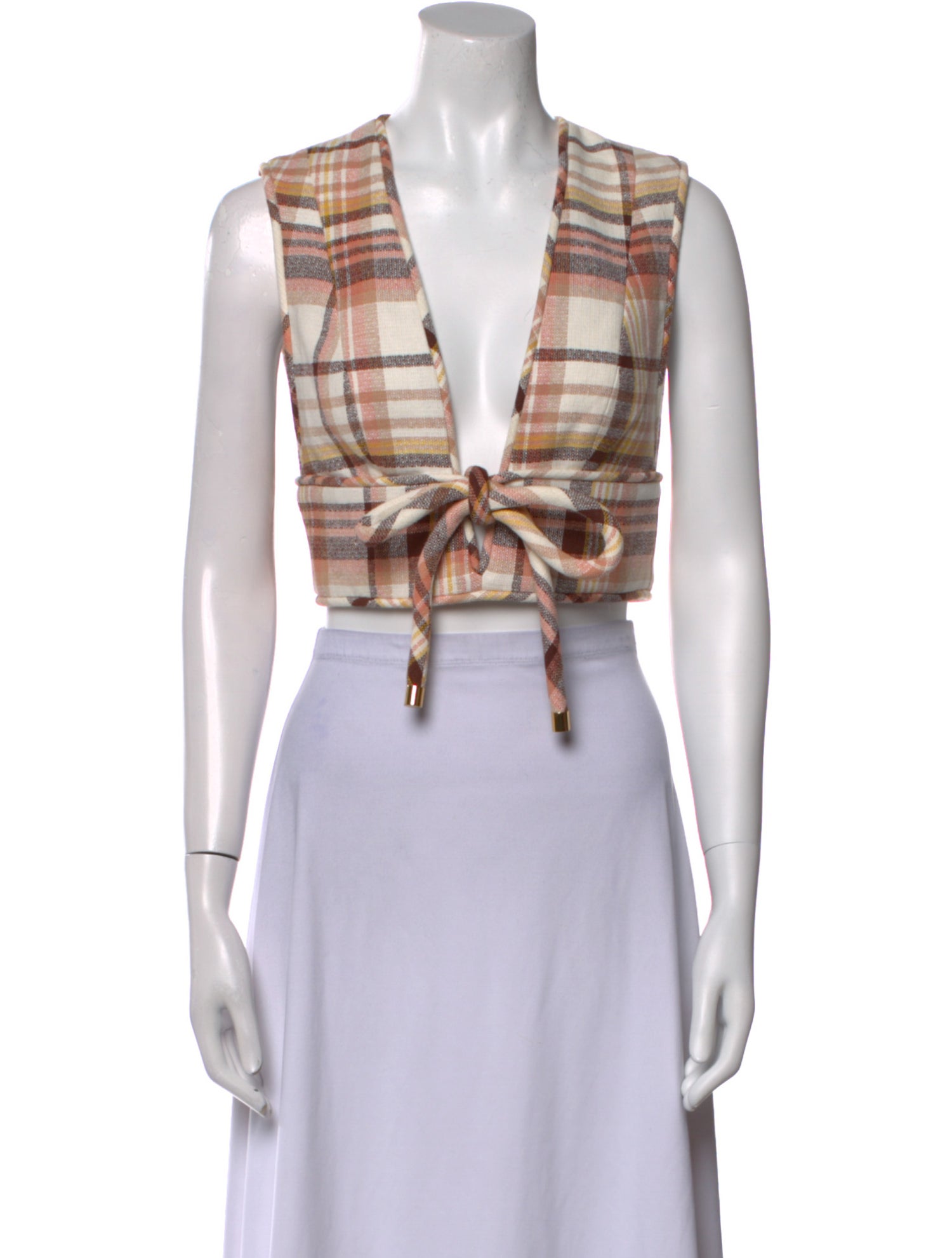 Zimmermann Linen Plaid Print Crop Top w/ Tags