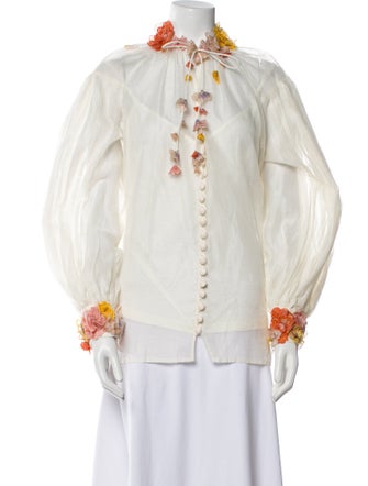 Zimmermann Linen Mock Neck Blouse
