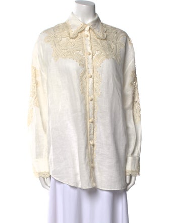 Zimmermann Linen Long Sleeve Button-Up Top