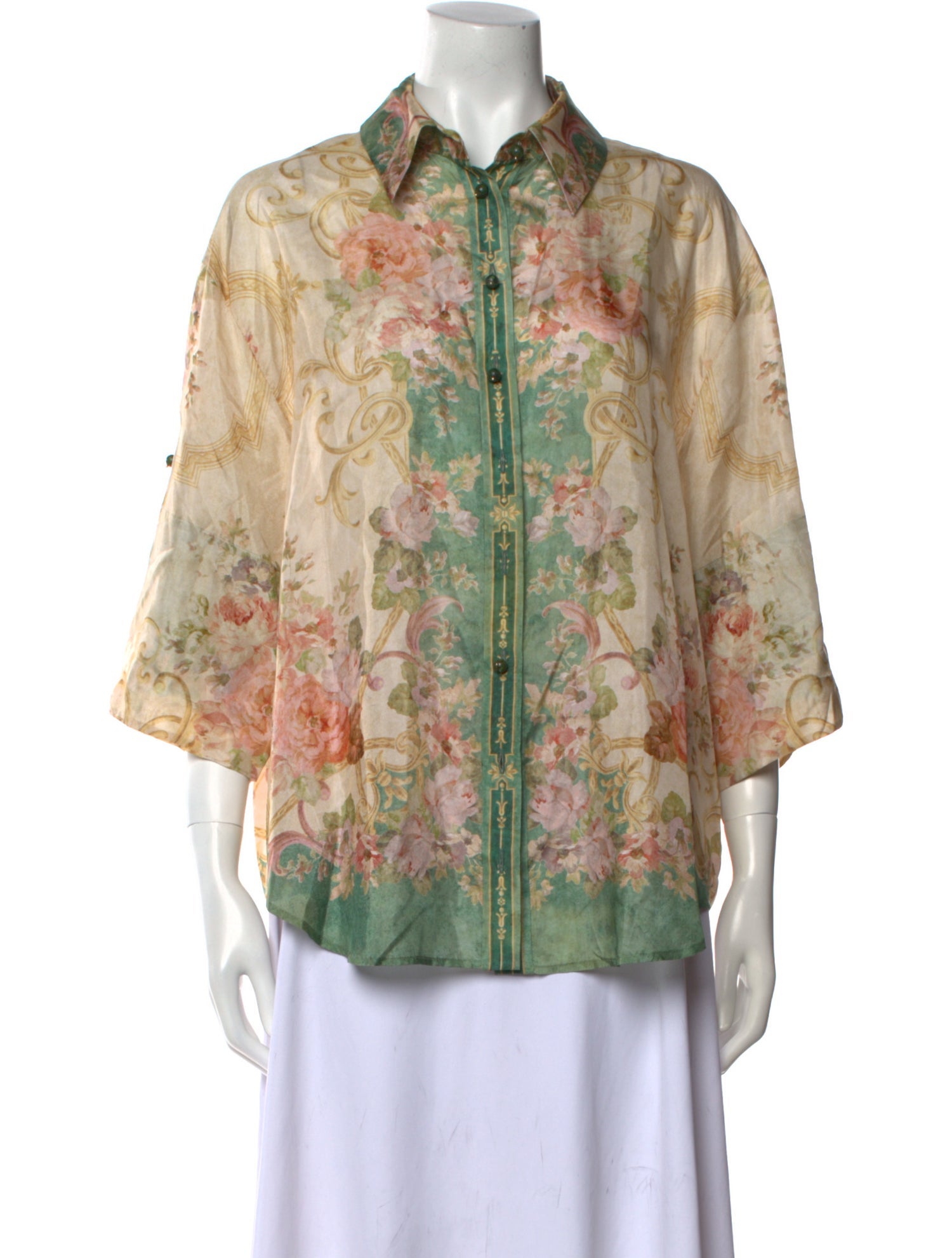 Zimmermann Silk Floral Print Button-Up Top