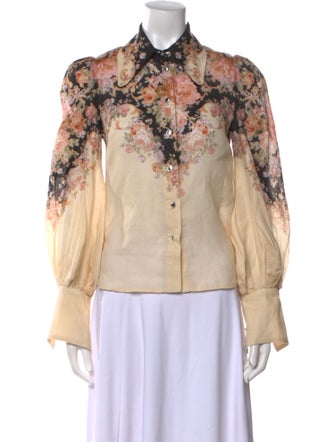Zimmermann Floral Print Long Sleeve Button-Up Top