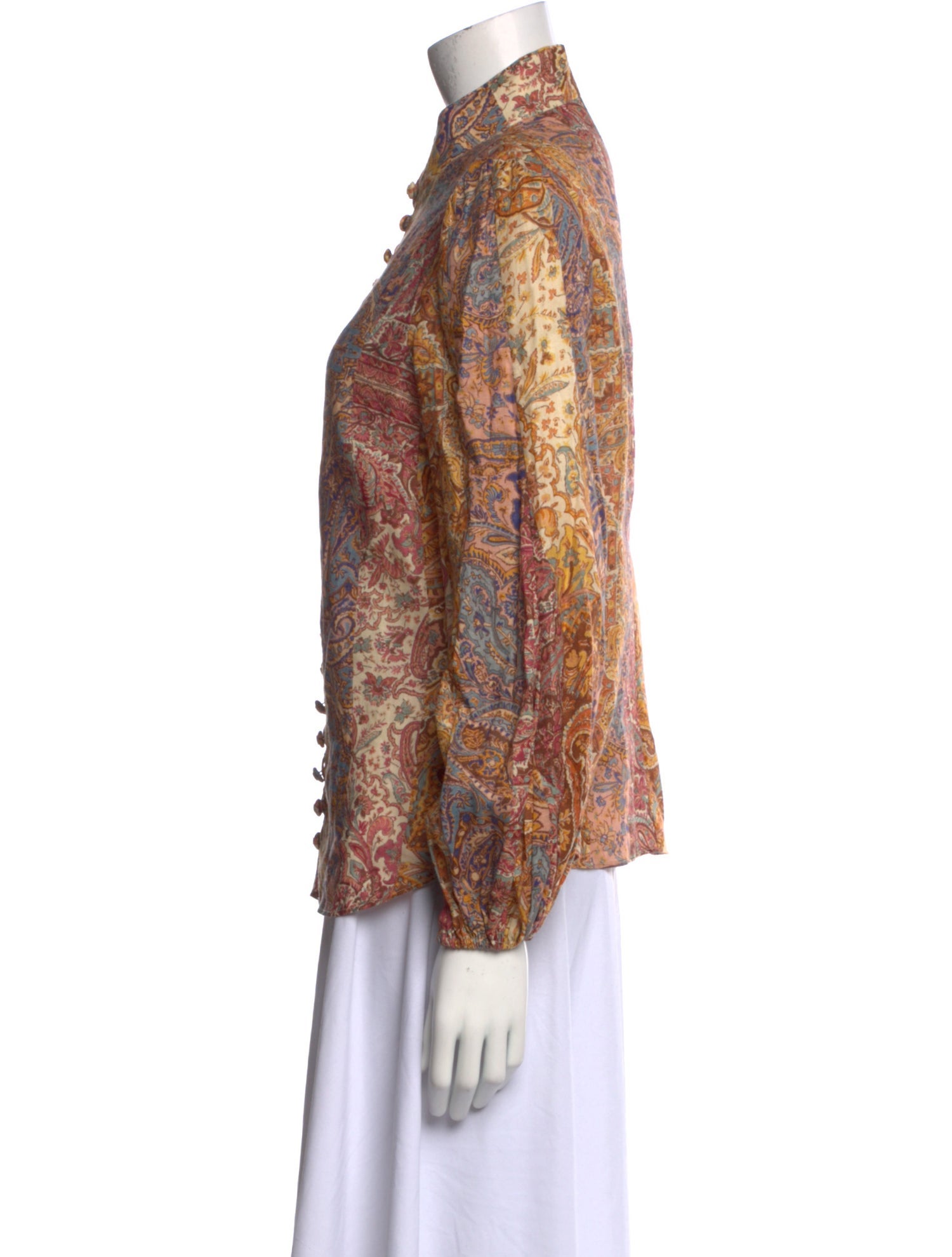Zimmermann Paisley Print Mock Neck Blouse
