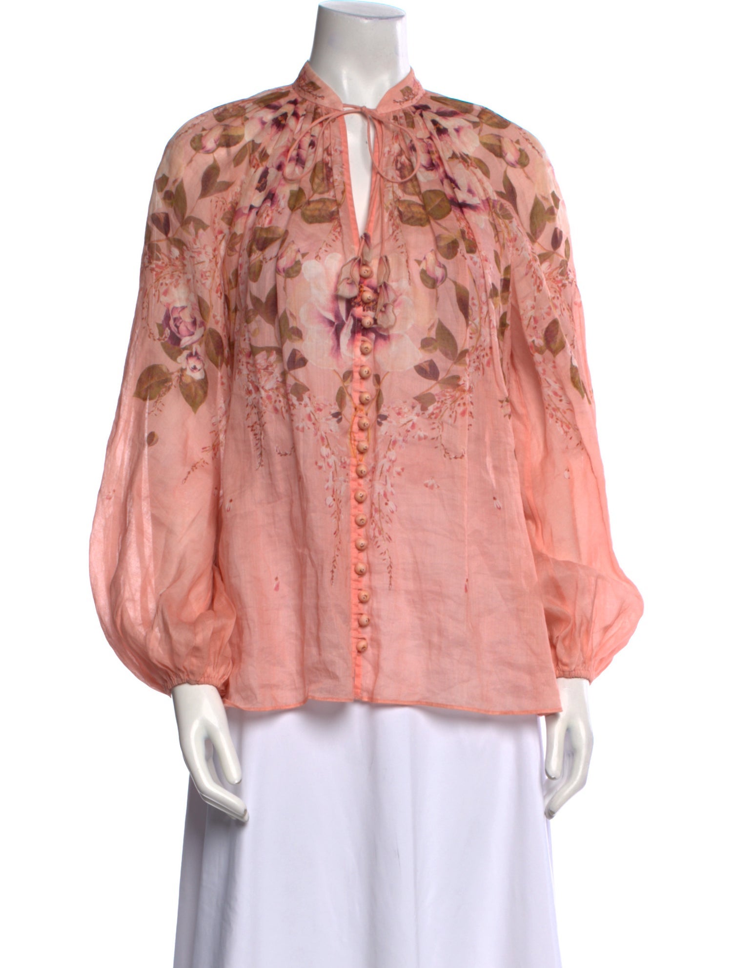 Zimmermann Floral Print Tie Neck Blouse
