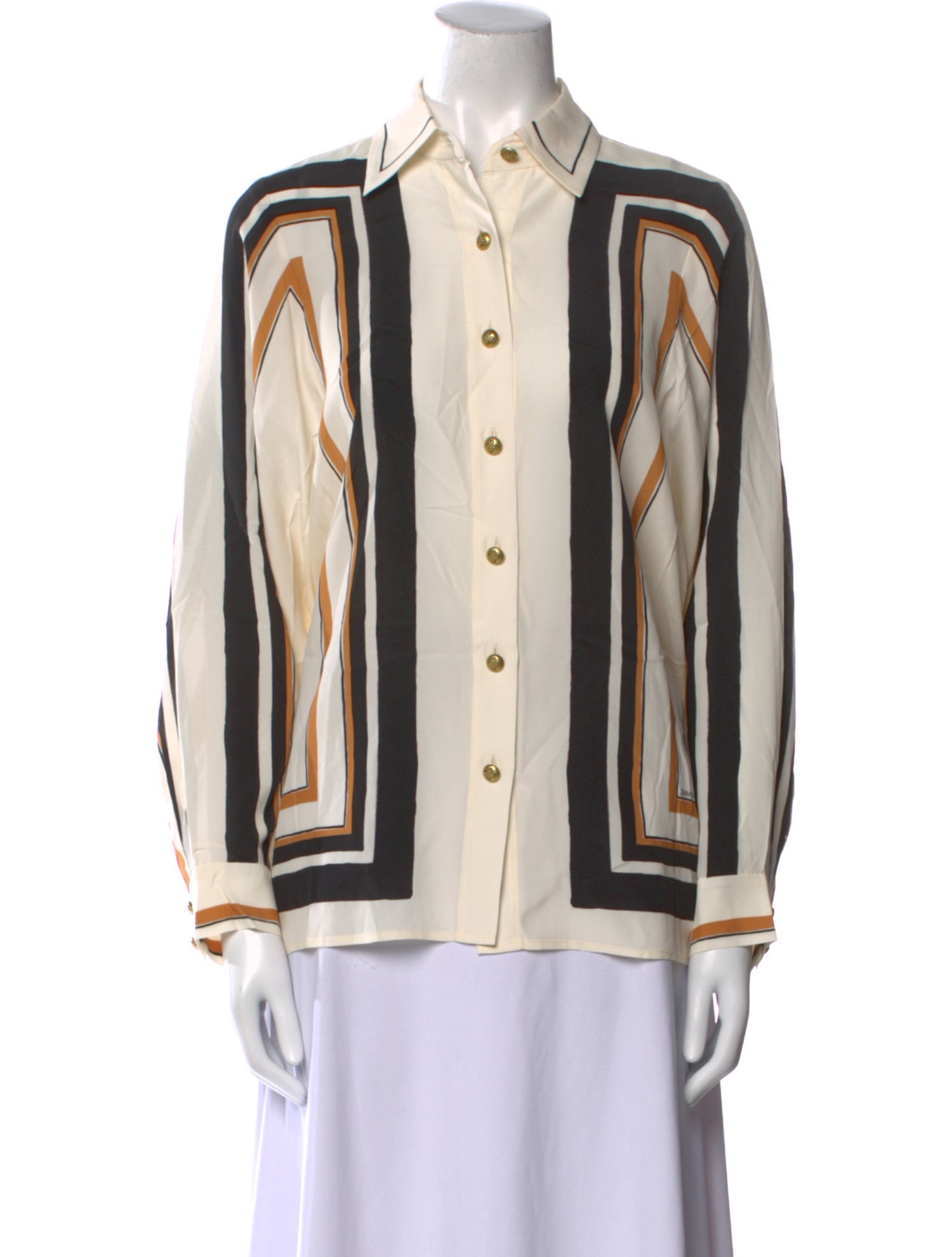 Zimmermann Silk Striped Button-Up Top w/ Tags