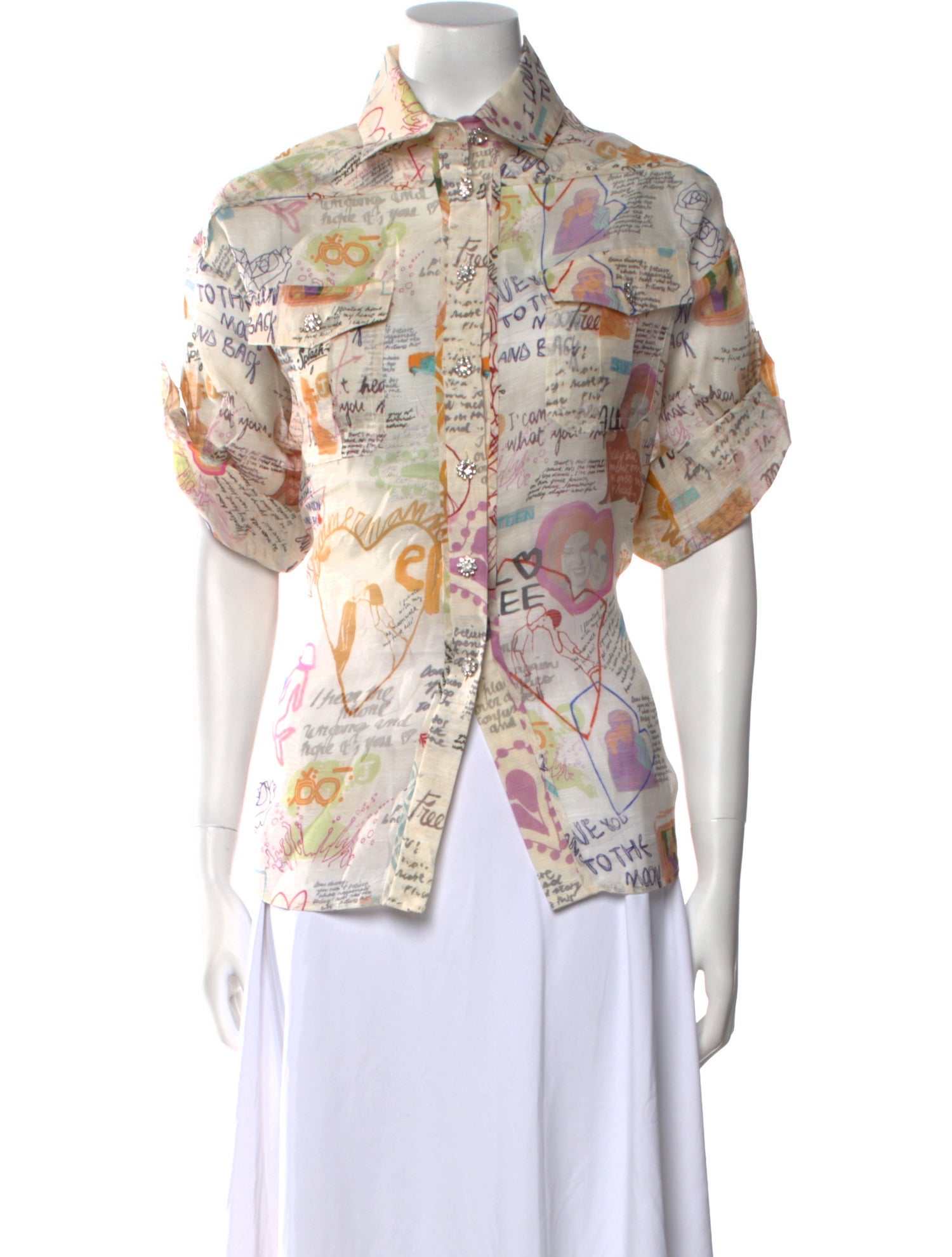 Zimmermann Linen Printed Button-Up Top