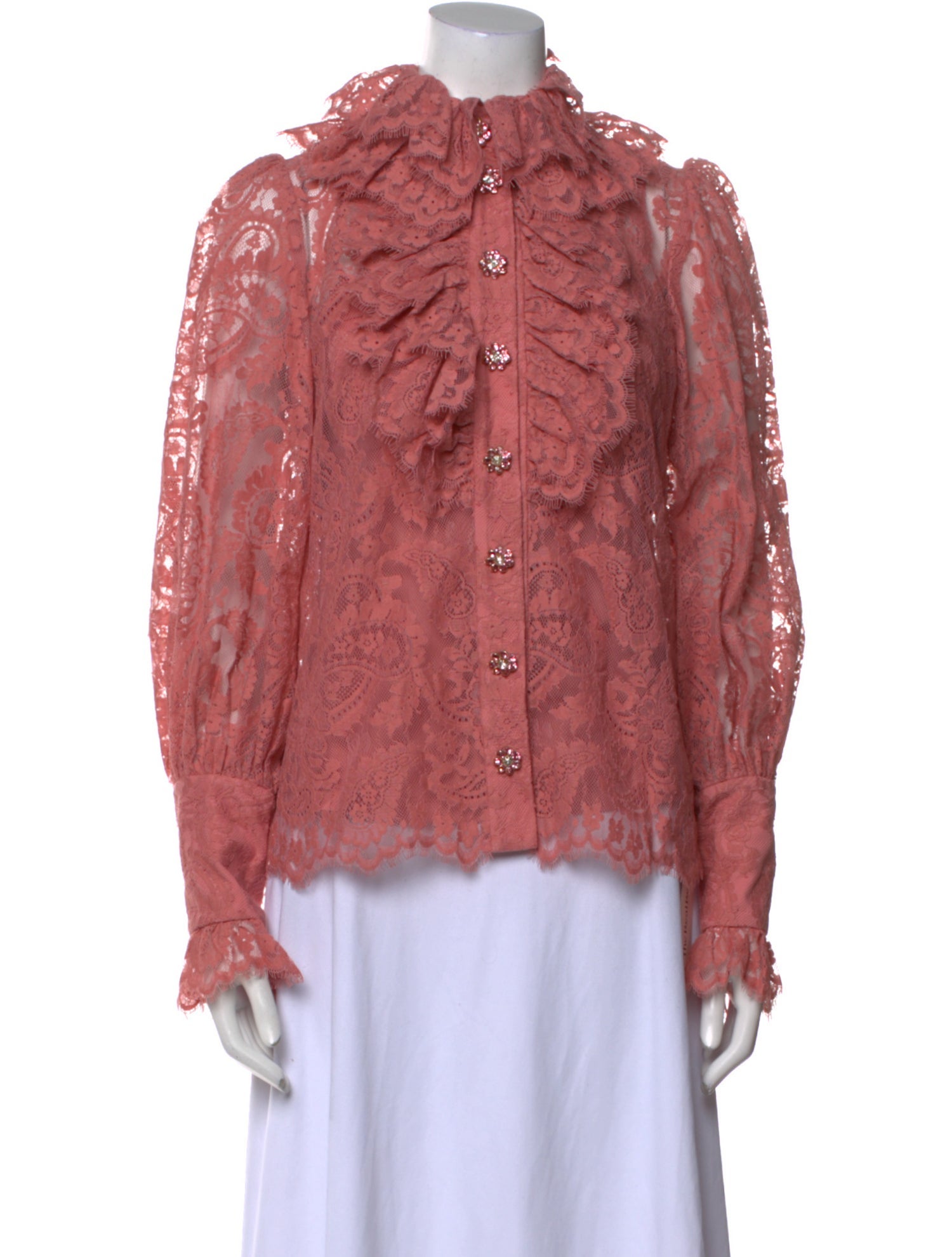 Zimmermann Lace Pattern Mock Neck Blouse w/ Tags
